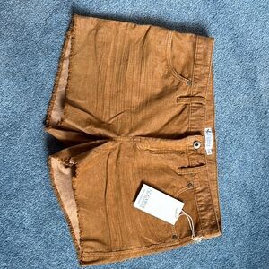 Brown Frayed Hem Shorts
